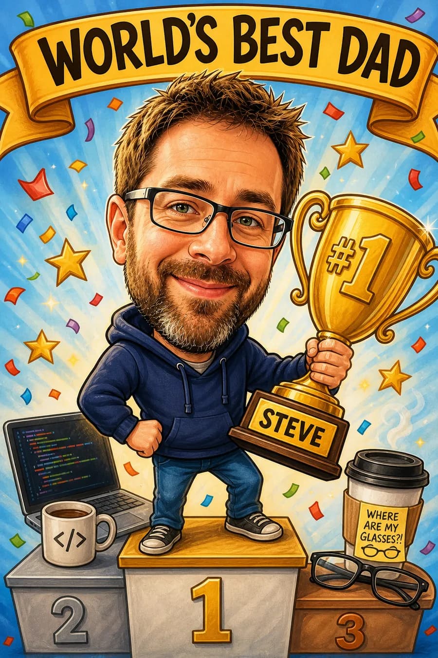World's Best Parent Caricature style